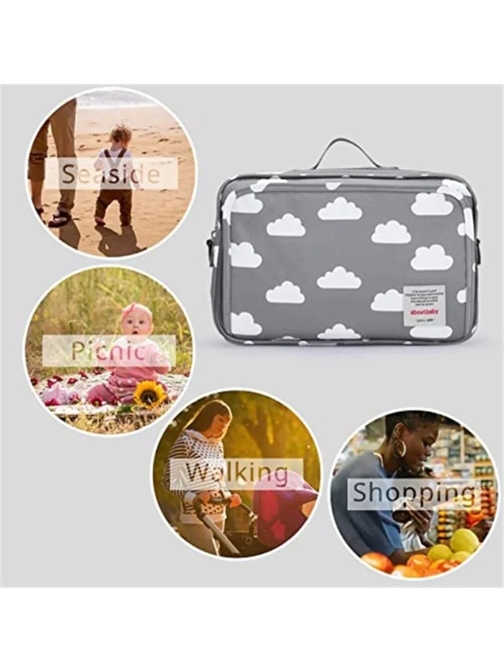Stroller Organizer Diaper Bag Cup Holder Baby Storage Travel Shoulder Bag Large